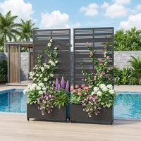 Dovelina Carré potager surélevé avec treillis, jardinière en métal avec écran d'intimité pour plantes grimpantes - 59 x 30/60, 47 x 47/94, 72 x 35/47/70/94