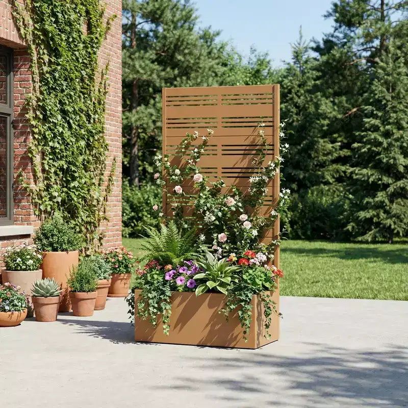 Dovelina Carré potager surélevé avec treillis, jardinière en métal avec écran d'intimité pour plantes grimpantes - 59 x 30/60, 47 x 47/94, 72 x 35/47/70/94