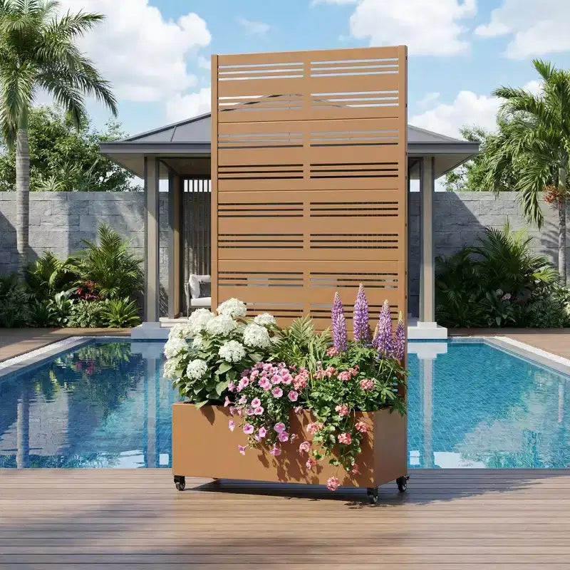 Dovelina Carré potager surélevé avec treillis, jardinière en métal avec écran d'intimité pour plantes grimpantes - 59 x 30/60, 47 x 47/94, 72 x 35/47/70/94