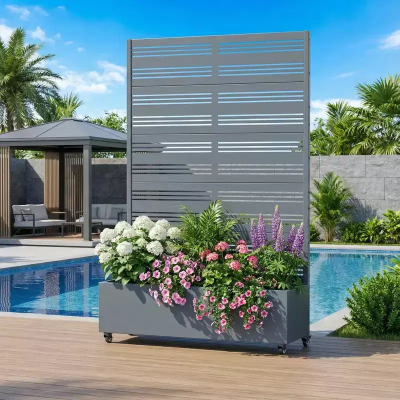 Dovelina Carré potager surélevé avec treillis, jardinière en métal avec écran d'intimité pour plantes grimpantes - 59 x 30/60, 47 x 47/94, 72 x 35/47/70/94