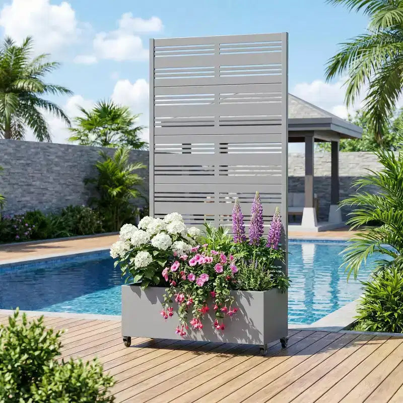 Dovelina Carré potager surélevé avec treillis, jardinière en métal avec écran d'intimité pour plantes grimpantes - 59 x 30/60, 47 x 47/94, 72 x 35/47/70/94