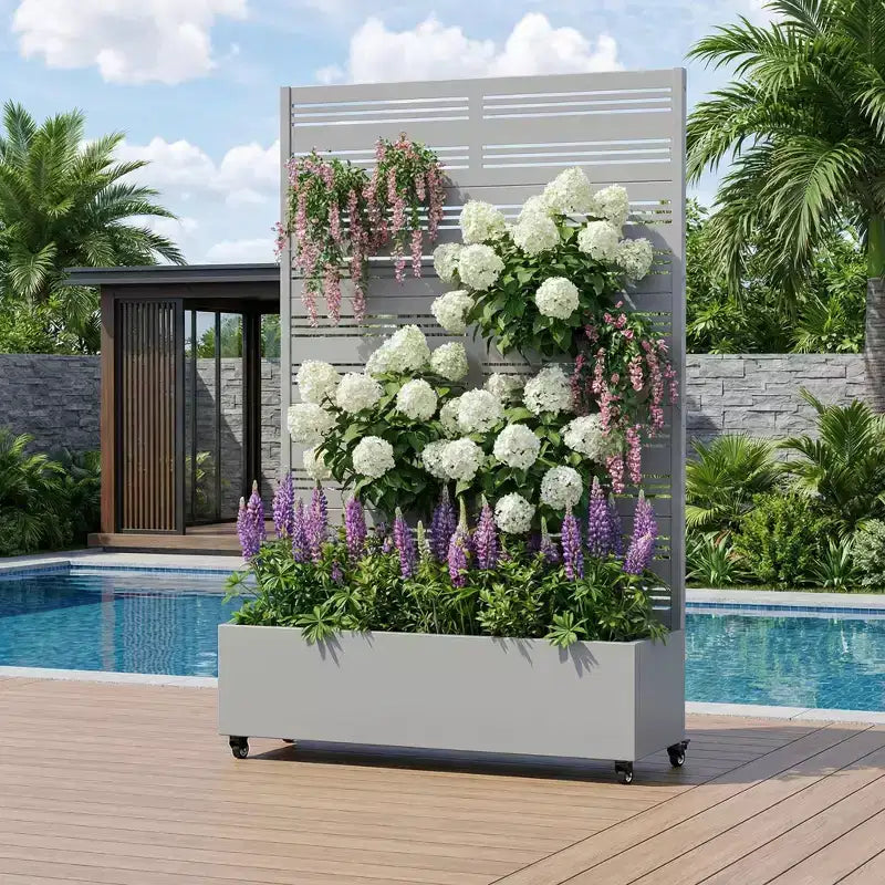 Dovelina Carré potager surélevé avec treillis, jardinière en métal avec écran d'intimité pour plantes grimpantes - 59 x 30/60, 47 x 47/94, 72 x 35/47/70/94