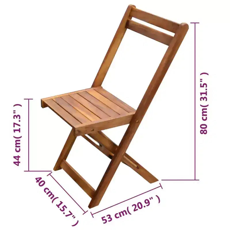 vidaXL Ensemble de bistro Ton bois Bois d'acacia massif Ensemble de bistro pliable