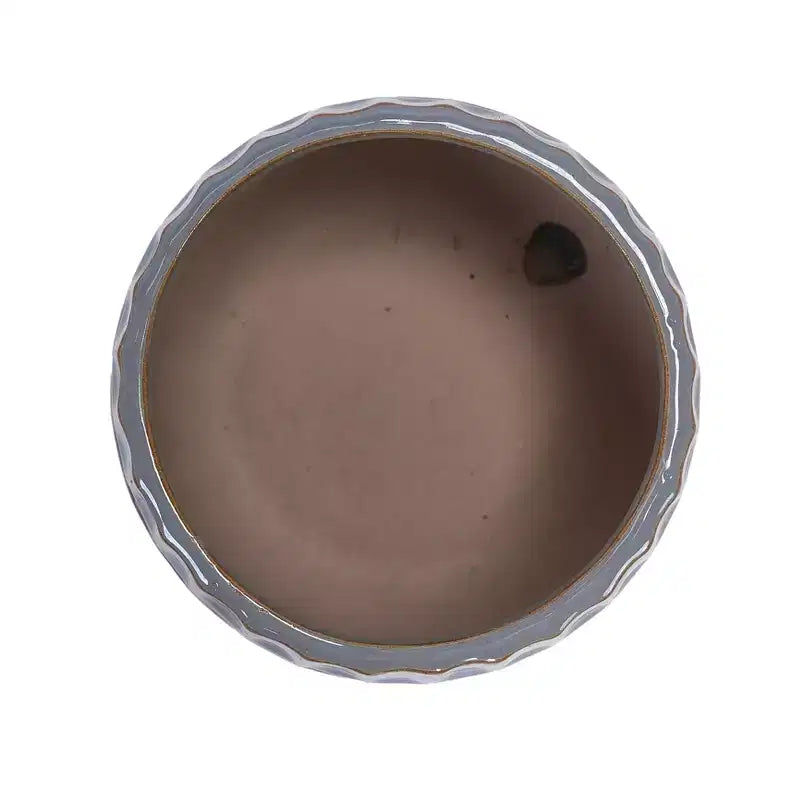 Lot de 2 jardinières en ceramique grises nervurees 5,71 x 5,31, pots de fleurs interieur/extérieur pour herbes, fleurs et plantes grasses