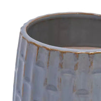Lot de 2 jardinières en ceramique grises nervurees 5,71 x 5,31, pots de fleurs interieur/extérieur pour herbes, fleurs et plantes grasses