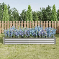 7,6x3,7x0,98 Carré potager surélevé en métal argenté pour légumes, herbes et fleurs pour balcon, porche, entrée ou étagère de présentation