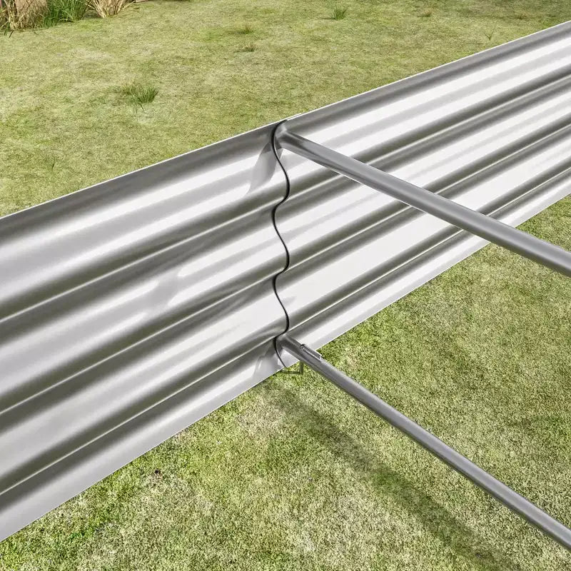 7,6x3,7x0,98 Carré potager surélevé en métal argenté pour légumes, herbes et fleurs pour balcon, porche, entrée ou étagère de présentation