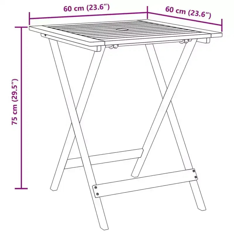 vidaXL Ensemble de bistro Bois d'acacia massif, rotin PE Moyen Pliable