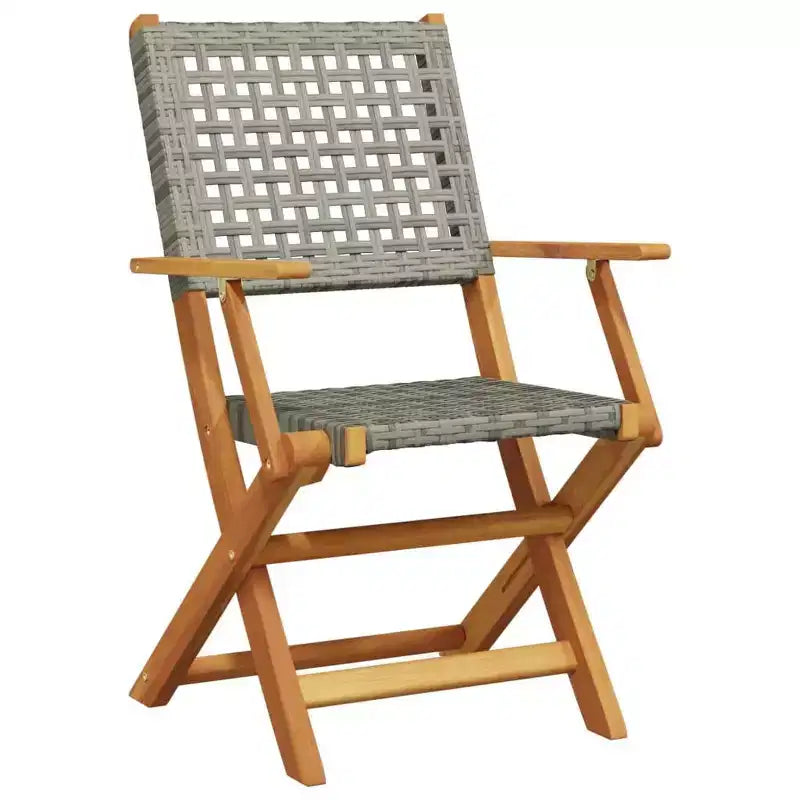 vidaXL Ensemble de bistro Bois d'acacia massif, rotin PE Moyen Pliable