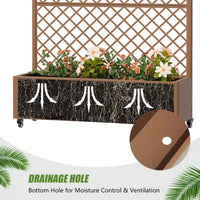 Jardinière à treillis avec écran d'intimité en métal et carré potager surélevé, jardinière sur pied avec écran d'intimité, roulettes verrouillables, jardinière mobile d'intérieur et d'extérieur