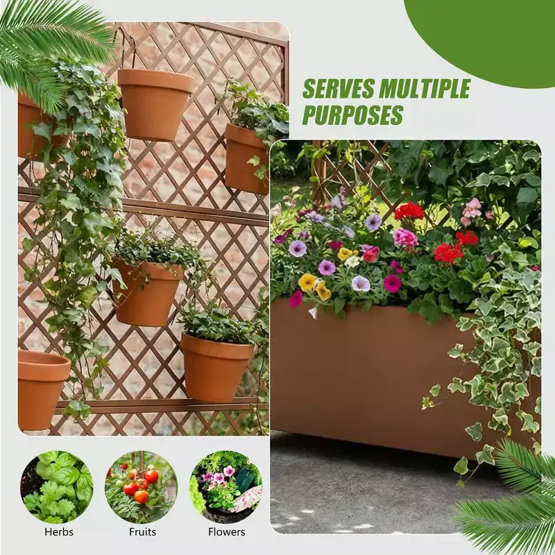 Jardinière à treillis avec écran d'intimité en métal et carré potager surélevé, jardinière sur pied avec écran d'intimité, roulettes verrouillables, jardinière mobile d'intérieur et d'extérieur