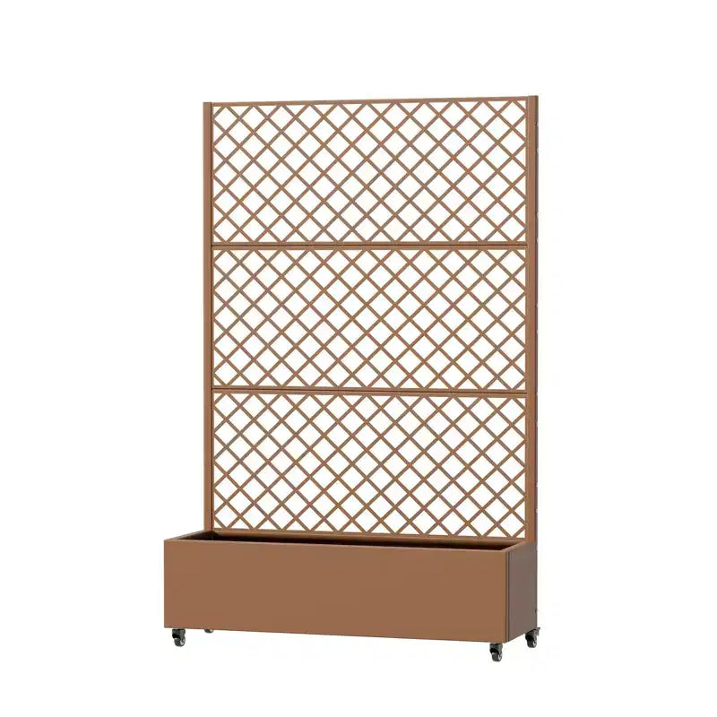 Jardinière à treillis avec écran d'intimité en métal et carré potager surélevé, jardinière sur pied avec écran d'intimité, roulettes verrouillables, jardinière mobile d'intérieur et d'extérieur