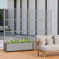 Jardinière à treillis avec écran d'intimité en métal et carré potager surélevé, jardinière sur pied avec écran d'intimité, roulettes verrouillables, jardinière mobile d'intérieur et d'extérieur
