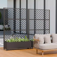 Jardinière à treillis avec écran d'intimité en métal et carré potager surélevé, jardinière sur pied avec écran d'intimité, roulettes verrouillables, jardinière mobile d'intérieur et d'extérieur