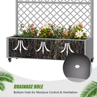 Jardinière à treillis avec écran d'intimité en métal et carré potager surélevé, jardinière sur pied avec écran d'intimité, roulettes verrouillables, jardinière mobile d'intérieur et d'extérieur