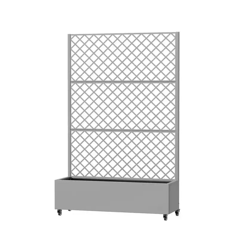 Jardinière à treillis avec écran d'intimité en métal et carré potager surélevé, jardinière sur pied avec écran d'intimité, roulettes verrouillables, jardinière mobile d'intérieur et d'extérieur
