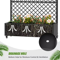 Jardinière à treillis avec écran d'intimité en métal et carré potager surélevé, jardinière sur pied avec écran d'intimité, roulettes verrouillables, jardinière mobile d'intérieur et d'extérieur