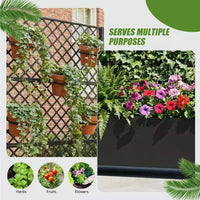 Jardinière à treillis avec écran d'intimité en métal et carré potager surélevé, jardinière sur pied avec écran d'intimité, roulettes verrouillables, jardinière mobile d'intérieur et d'extérieur