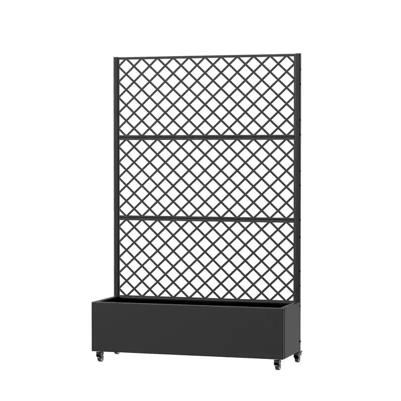Jardinière à treillis avec écran d'intimité en métal et carré potager surélevé, jardinière sur pied avec écran d'intimité, roulettes verrouillables, jardinière mobile d'intérieur et d'extérieur