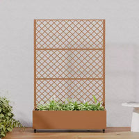 Jardinière à treillis avec écran d'intimité en métal et carré potager surélevé, jardinière sur pied avec écran d'intimité, roulettes verrouillables, jardinière mobile d'intérieur et d'extérieur