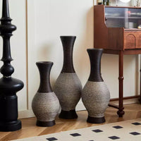 NAYSAYE Lot de 3 vases tissés à la main, élégants décorations de table et sur pied pour un style intérieur classique et moderne, marron et blanc, 22.16*10.51*29.86