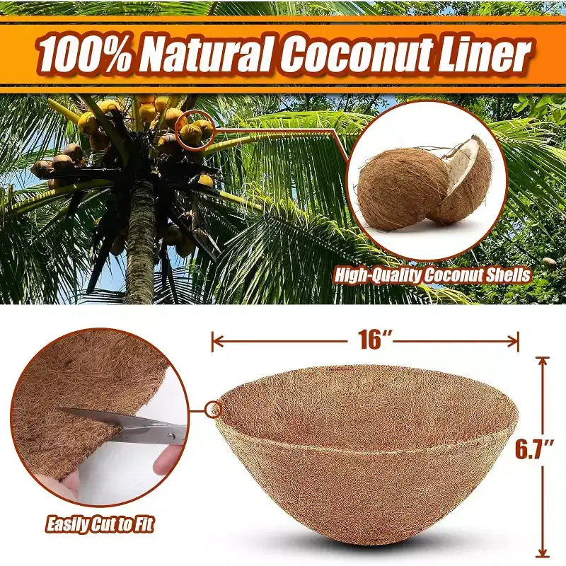 ACOINEL Lot de 4 paniers suspendus ronds en fibre de coco naturelle de 40,6 cm pour jardin et fleurs