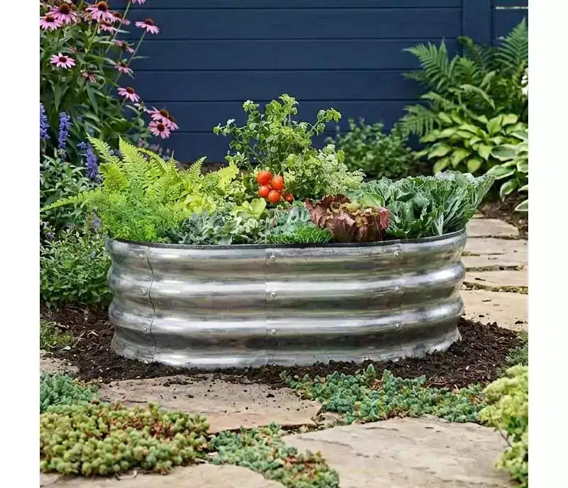 The Lakeside Collection Kit de jardinière surélevée ovale en acier galvanisé -