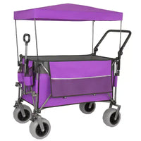 Chariot pousser-tirer multifonctionnel avec auvent et pneus de plage 9x4, poignée rotative, capacité 480 lbs 300L