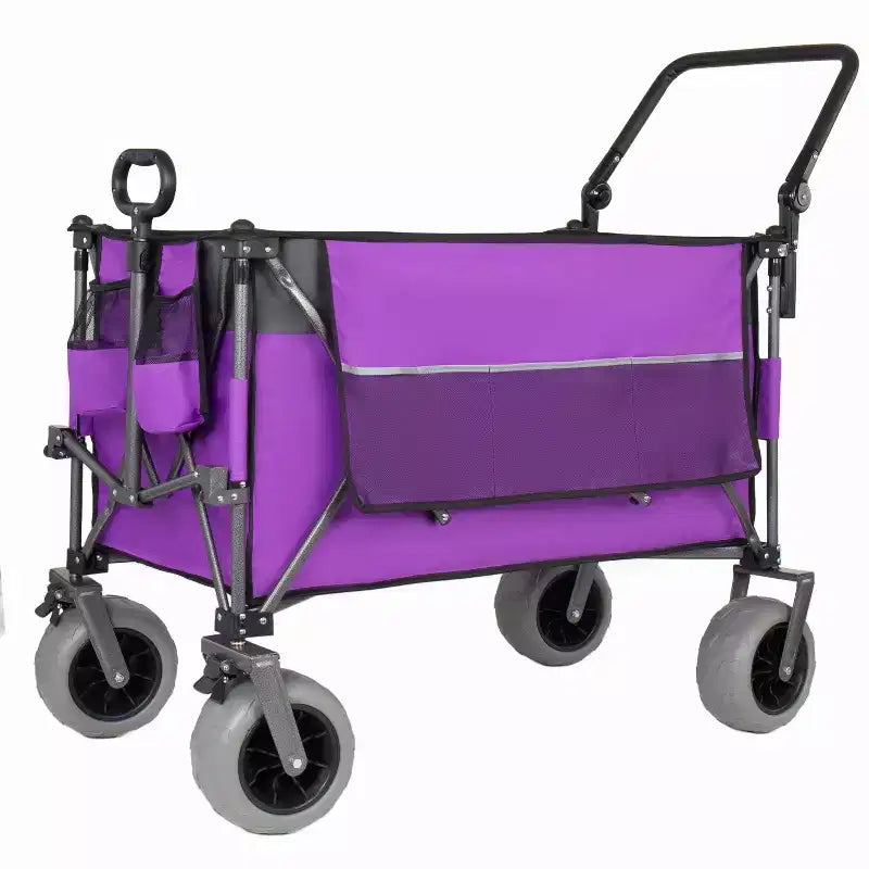 Chariot pousser-tirer multifonctionnel avec auvent et pneus de plage 9x4, poignée rotative, capacité 480 lbs 300L