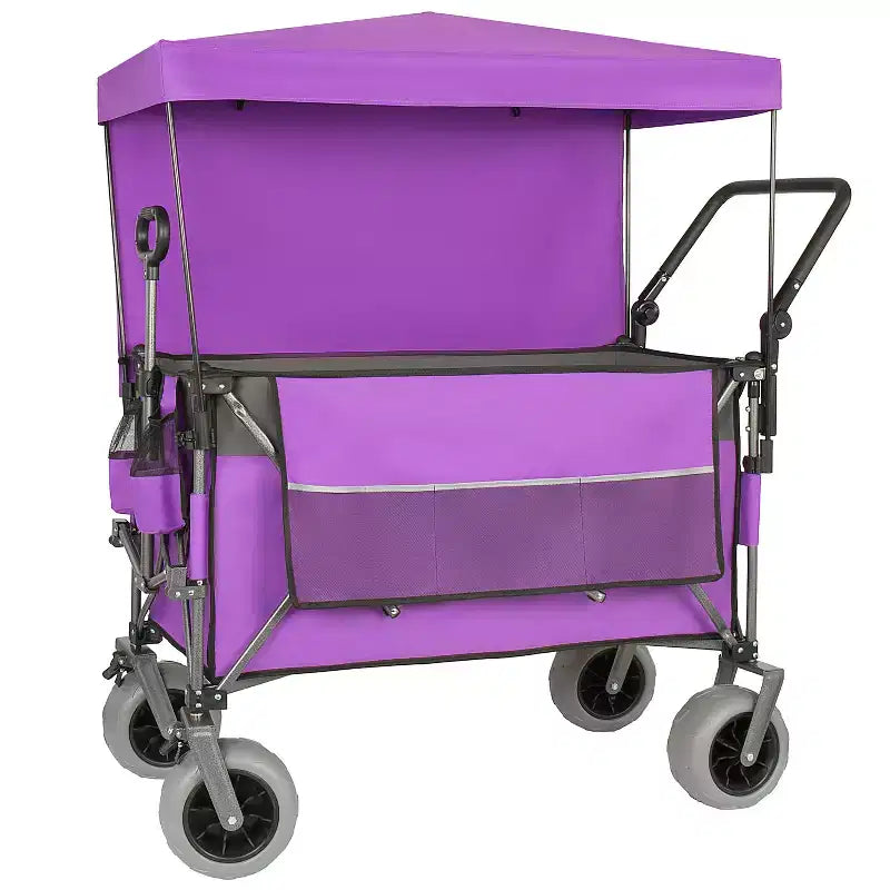 Chariot pousser-tirer multifonctionnel avec auvent et pneus de plage 9x4, poignée rotative, capacité 480 lbs 300L