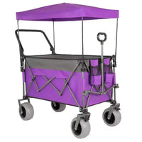Chariot pousser-tirer multifonctionnel avec auvent et pneus de plage 9x4, poignée rotative, capacité 480 lbs 300L