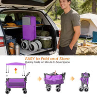 Chariot pousser-tirer multifonctionnel avec auvent et pneus de plage 9x4, poignée rotative, capacité 480 lbs 300L
