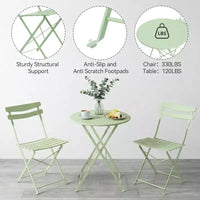 GustoWave Ensemble bistrot pliable 3 pièces en métal avec table ronde et 2 chaises