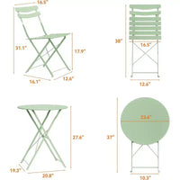 GustoWave Ensemble bistrot pliable 3 pièces en métal avec table ronde et 2 chaises