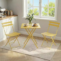 GustoWave Ensemble bistrot pliable 3 pièces en métal avec table ronde et 2 chaises