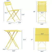 GustoWave Ensemble bistrot pliable 3 pièces en métal avec table ronde et 2 chaises