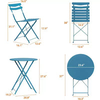 GustoWave Ensemble bistrot pliable 3 pièces en métal avec table ronde et 2 chaises