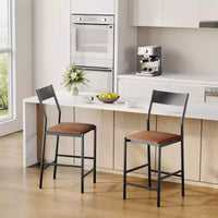 Tabourets de bar modernes en similicuir PU, hauteur comptoir 24 po, dossier incurvé et repose-pied, rembourrés, capacité 300 lb pour bureau à domicile