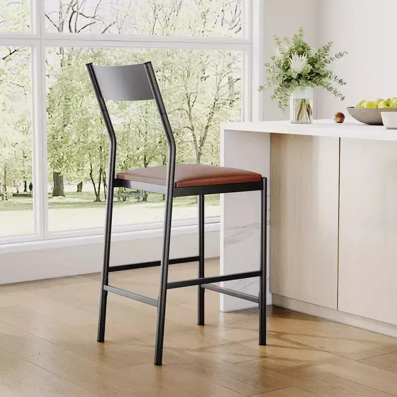 Tabourets de bar modernes en similicuir PU, hauteur comptoir 24 po, dossier incurvé et repose-pied, rembourrés, capacité 300 lb pour bureau à domicile