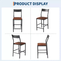 Tabourets de bar modernes en similicuir PU, hauteur comptoir 24 po, dossier incurvé et repose-pied, rembourrés, capacité 300 lb pour bureau à domicile