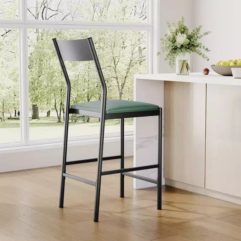 Tabourets de bar modernes en similicuir PU, hauteur comptoir 24 po, dossier incurvé et repose-pied, rembourrés, capacité 300 lb pour bureau à domicile