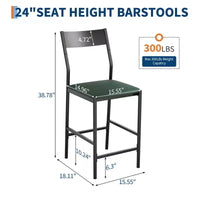 Tabourets de bar modernes en similicuir PU, hauteur comptoir 24 po, dossier incurvé et repose-pied, rembourrés, capacité 300 lb pour bureau à domicile