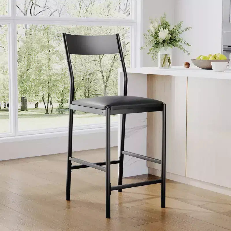 Tabourets de bar modernes en similicuir PU, hauteur comptoir 24 po, dossier incurvé et repose-pied, rembourrés, capacité 300 lb pour bureau à domicile