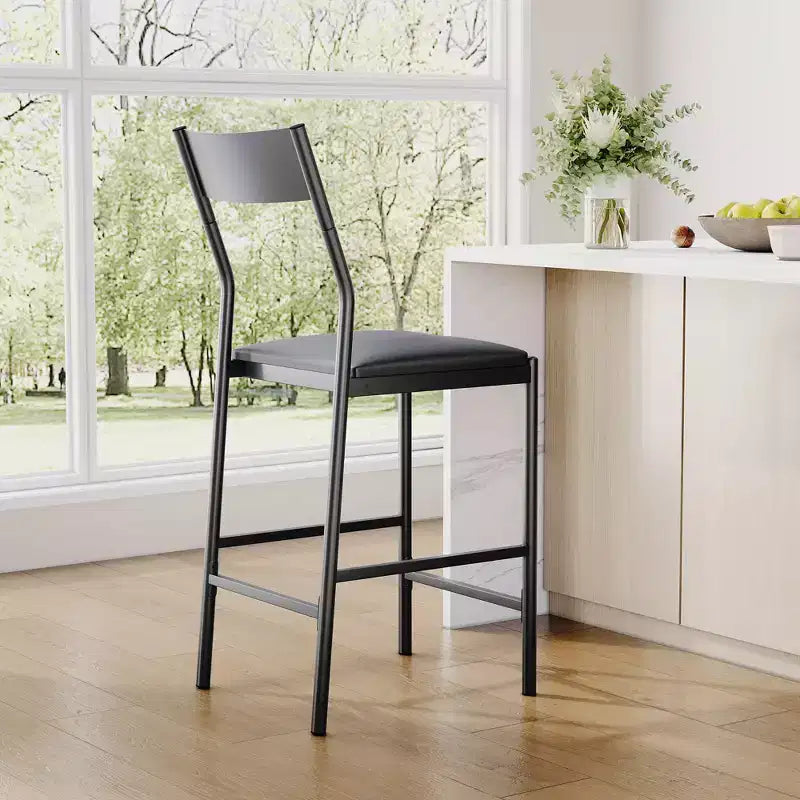 Tabourets de bar modernes en similicuir PU, hauteur comptoir 24 po, dossier incurvé et repose-pied, rembourrés, capacité 300 lb pour bureau à domicile
