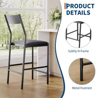 Tabourets de bar modernes en similicuir PU, hauteur comptoir 24 po, dossier incurvé et repose-pied, rembourrés, capacité 300 lb pour bureau à domicile