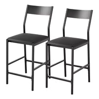 Modern PU Leather Bar Stools  24'' Counter Height, Curved Backrest & Footrest, Upholstered, 300 lb Capacity for Home Office