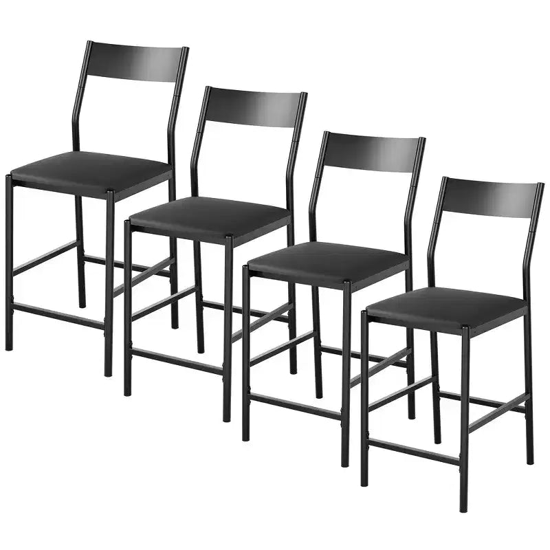 Tabourets de bar modernes en similicuir PU, hauteur comptoir 24 po, dossier incurvé et repose-pied, rembourrés, capacité 300 lb pour bureau à domicile