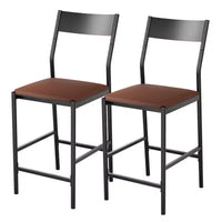 Tabourets de bar modernes en similicuir PU, hauteur comptoir 24 po, dossier incurvé et repose-pied, rembourrés, capacité 300 lb pour bureau à domicile