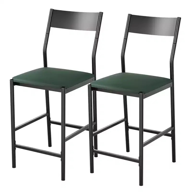 Tabourets de bar modernes en similicuir PU, hauteur comptoir 24 po, dossier incurvé et repose-pied, rembourrés, capacité 300 lb pour bureau à domicile