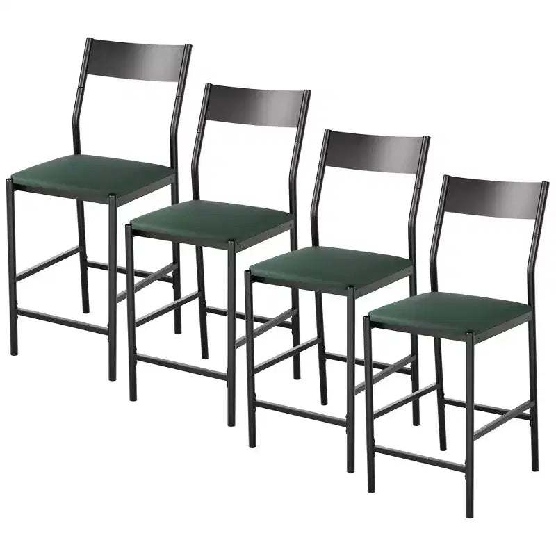 Tabourets de bar modernes en similicuir PU, hauteur comptoir 24 po, dossier incurvé et repose-pied, rembourrés, capacité 300 lb pour bureau à domicile